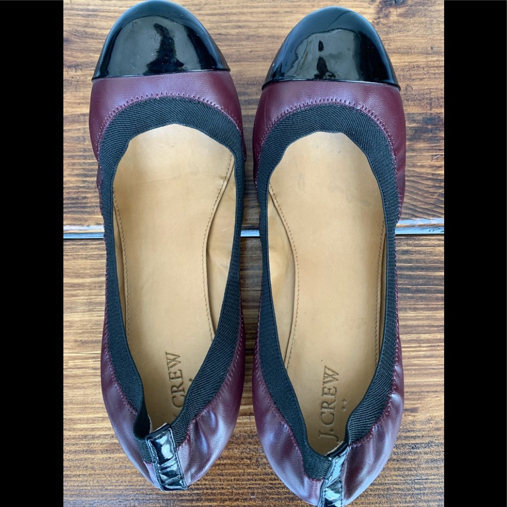 J. Crew Leather Burgundy Ballet Flats Shoes Size 9.5 M​